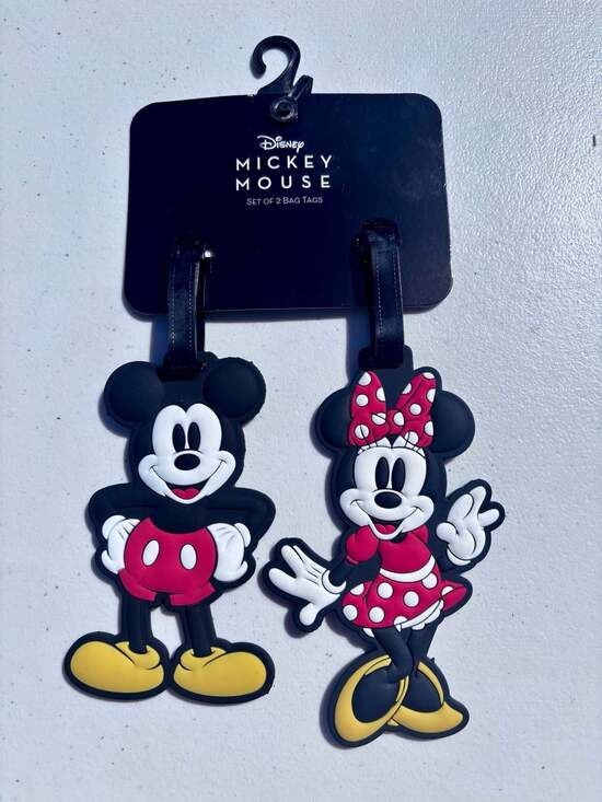 Disney Mickey & Minnie Mouse Set of 2 PVC Luggage Bag Tags - Picture 2 of 10